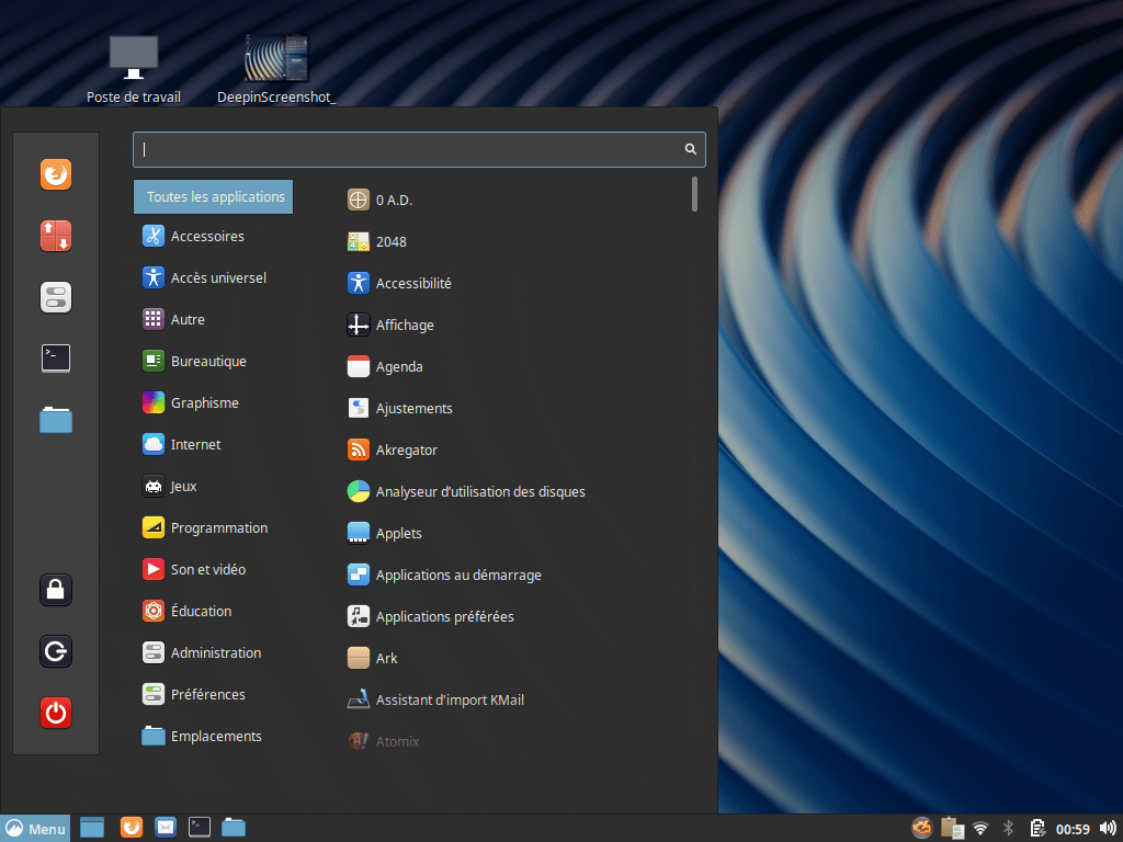 Fedora 30 - Cinnamon - Menu