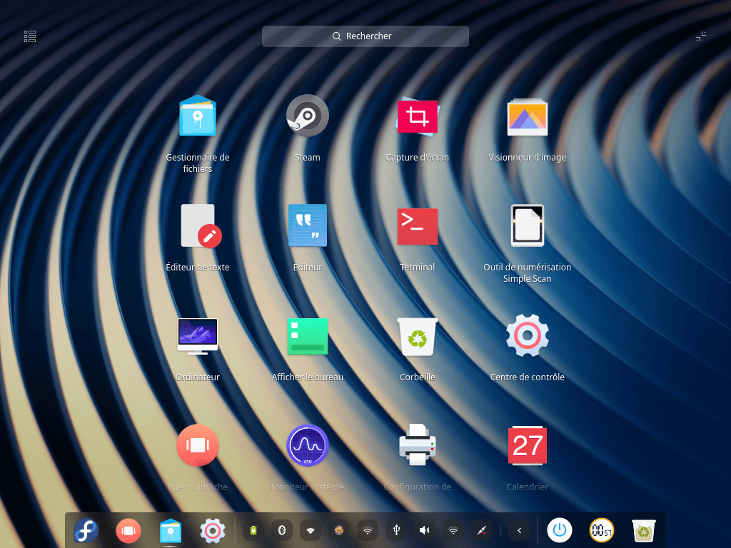 Fedora 30 - Deepin - Liste des applications