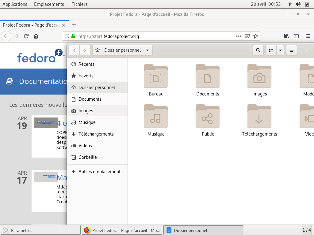 Fedora 30 - GNOME Classique - Applications