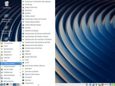 Fedora 30 - LXDE - Menu