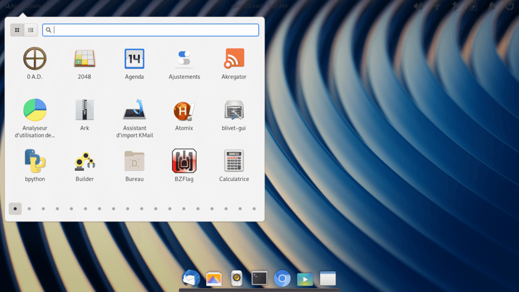 Fedora 30 - Pantheon - Menu