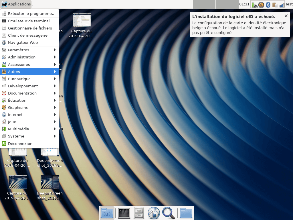 Fedora 30 - XFCE - Menu