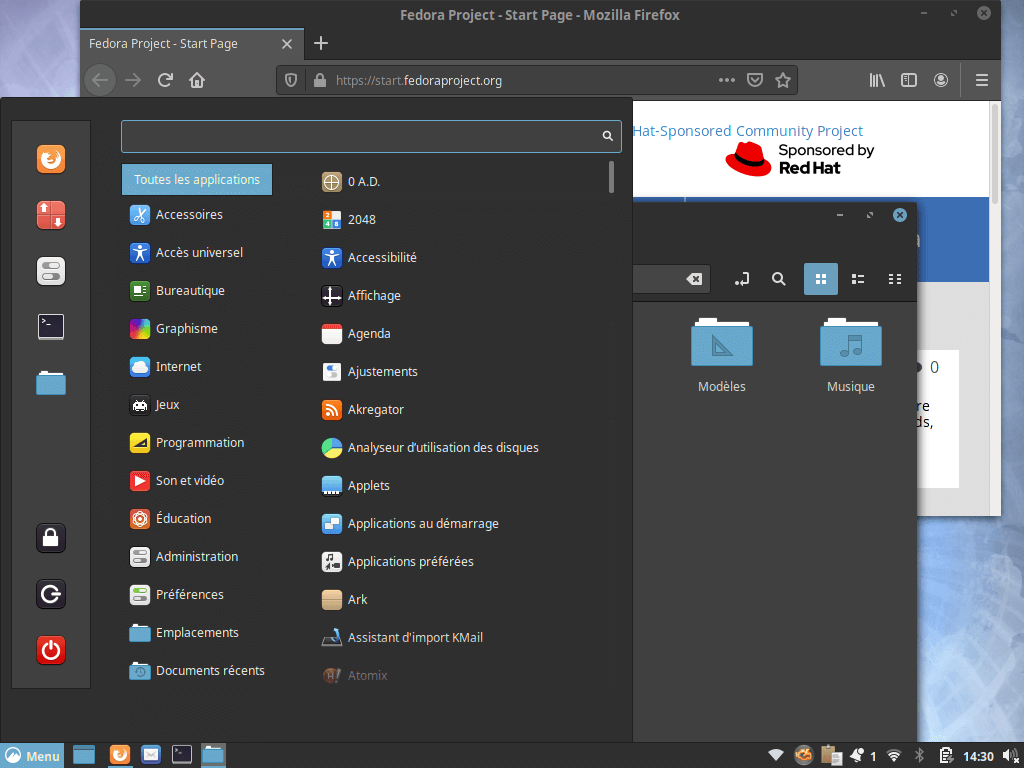 Fedora 31 - Cinnamon - Menu