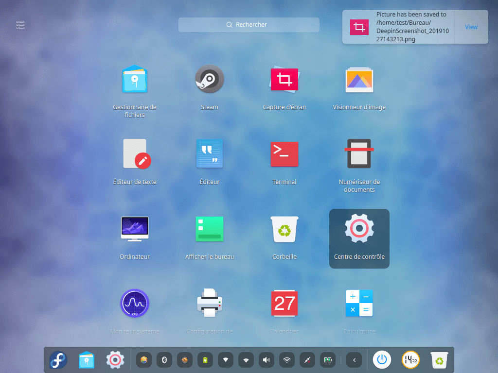 Fedora 31 - Deepin - Menu
