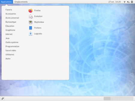 Fedora 31 - GNOME classique - Menu