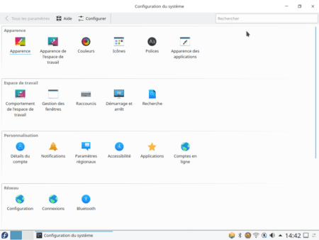 Fedora 31 - KDE - Centre de contrôle