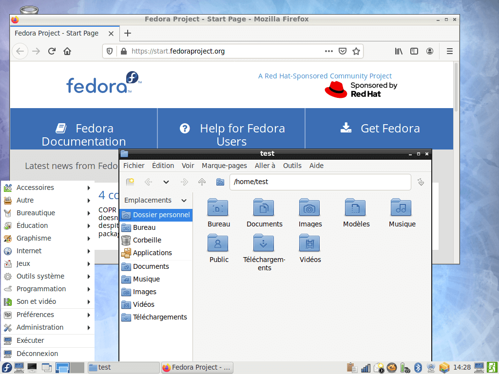 Fedora 31 - LXDE - Menu