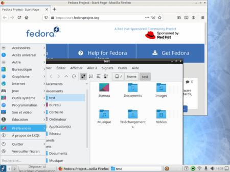 Fedora 31 - LXQt - Menu