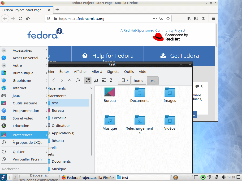 Fedora 31 - LXQt - Menu