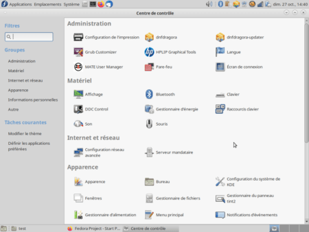 Fedora 31 - MATE - Centre de controle
