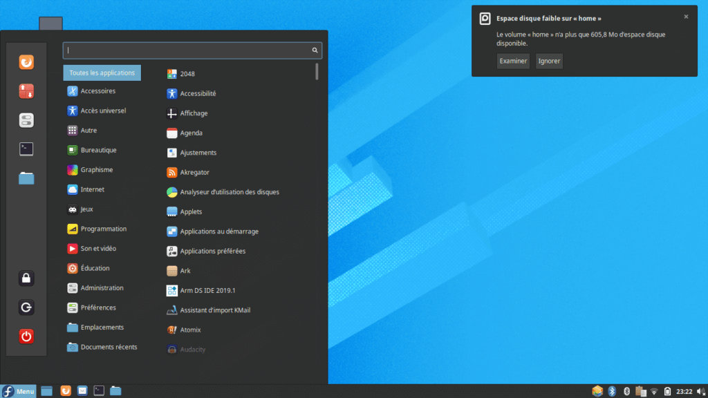 Fedora 32 - Cinnamon - Menu