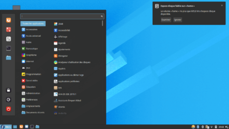 Fedora 32 - Cinnamon - Menu