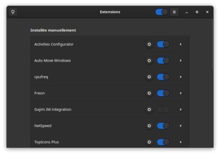 Fedora 32 - GNOME - Extensions