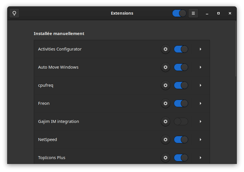 Fedora 32 - GNOME - Extensions