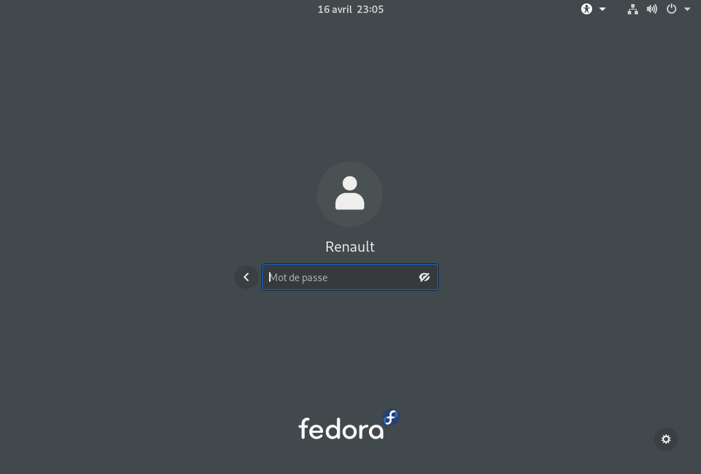 Fedora 32 - GNOME - GDM