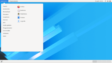 Fedora 32 - GNOME classique - Menu
