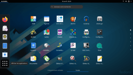 Fedora 32 - GNOME - Menu