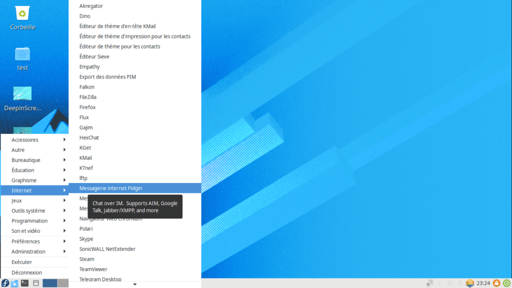 Fedora 32 - LXDE - Menu