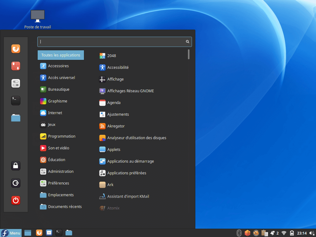 Fedora 33 - Cinnamon - Menu