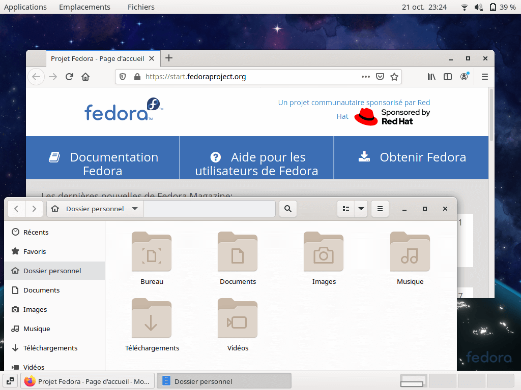 Fedora 33 - GNOME classique - Applications