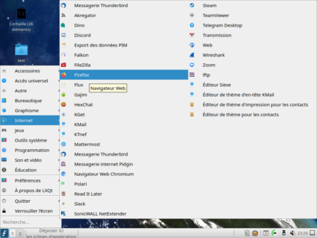 Fedora 33 - LXQt - Menu
