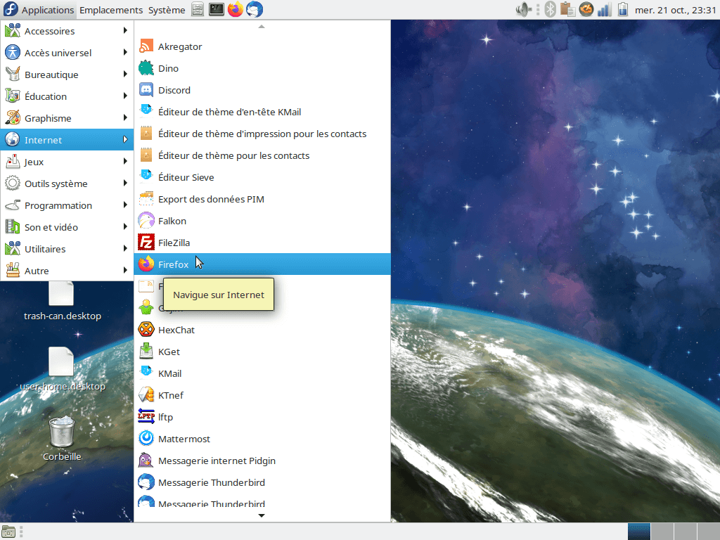 Fedora 33 - MATE - Menu