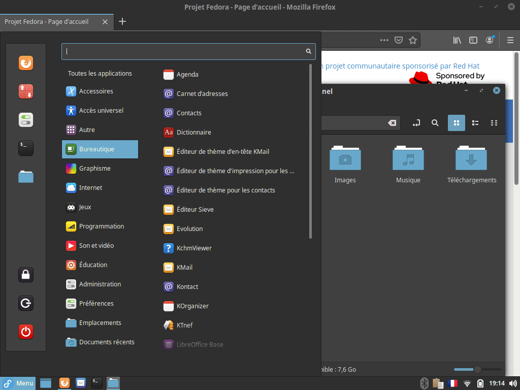 Fedora 34 - Cinnamon - Menu
