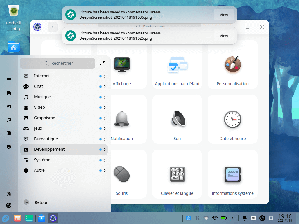 Fedora 34 - Deepin - Menu