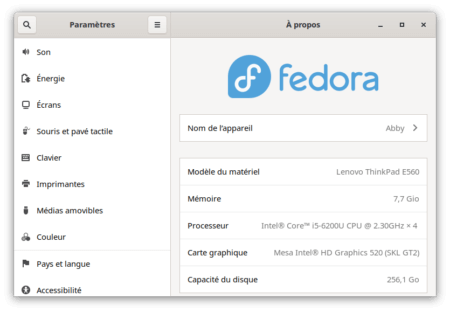 Fedora 34 - GNOME - A propos
