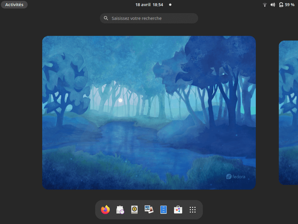 Fedora 34 - GNOME-Nouvelle vue globale
