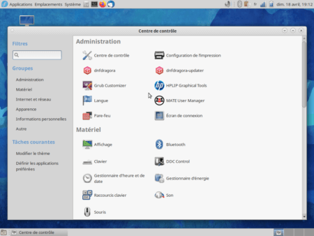 Fedora 34 - MATE-Centre de contrôles