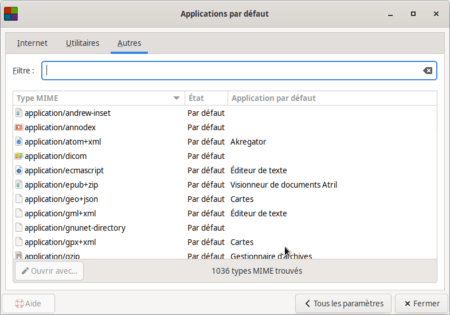 Fedora 34 - XFCE - Applications par défaut