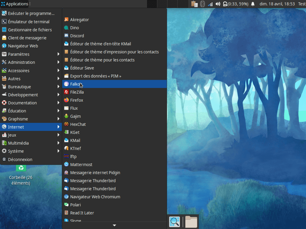 Fedora 34 - XFCE - Menu