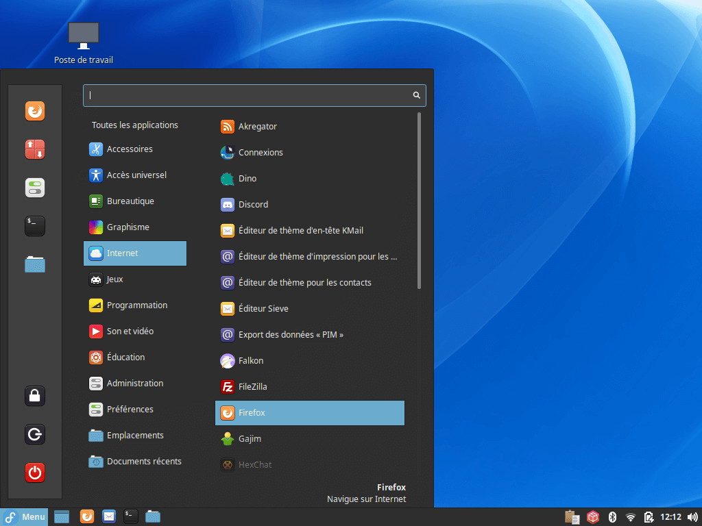 Fedora 35 - Cinnamon - Menu