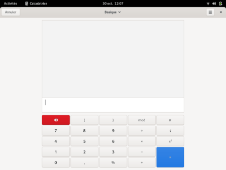 Fedora 35 - GNOME - Calculatrice