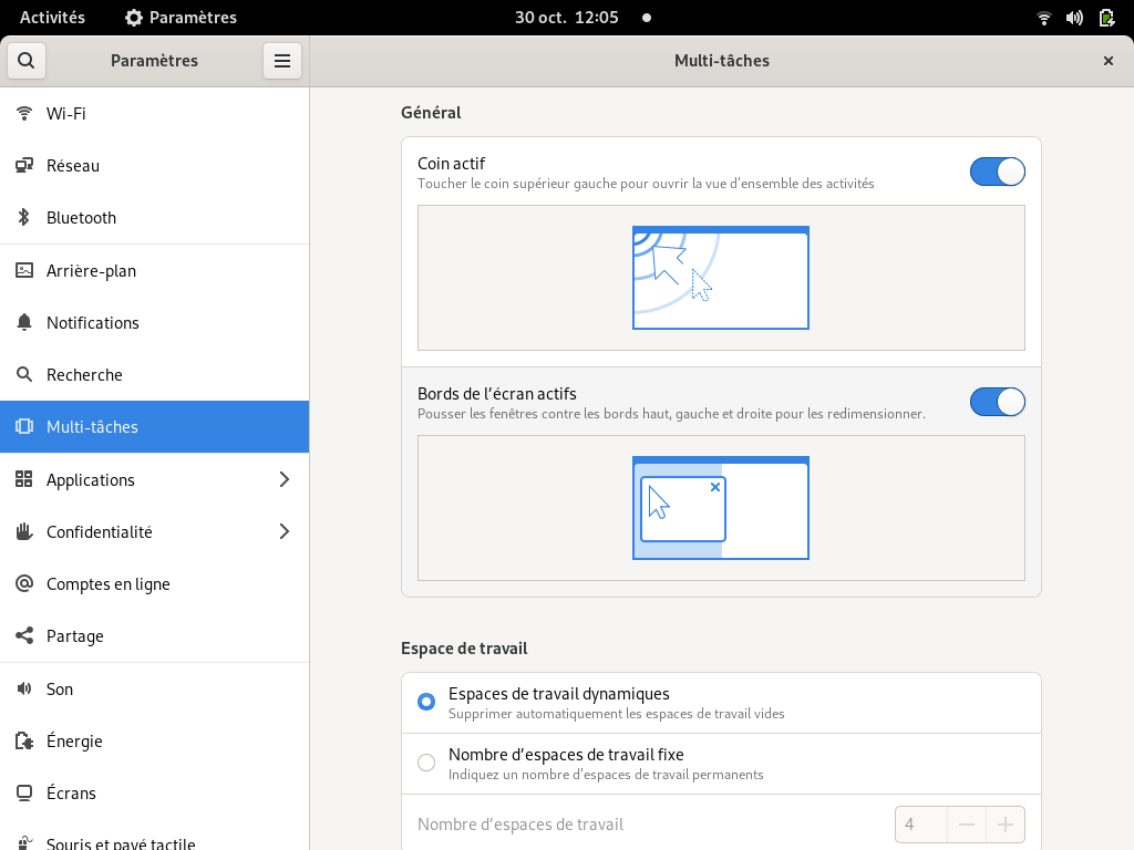 Fedora 35 - GNOME - Multitâche