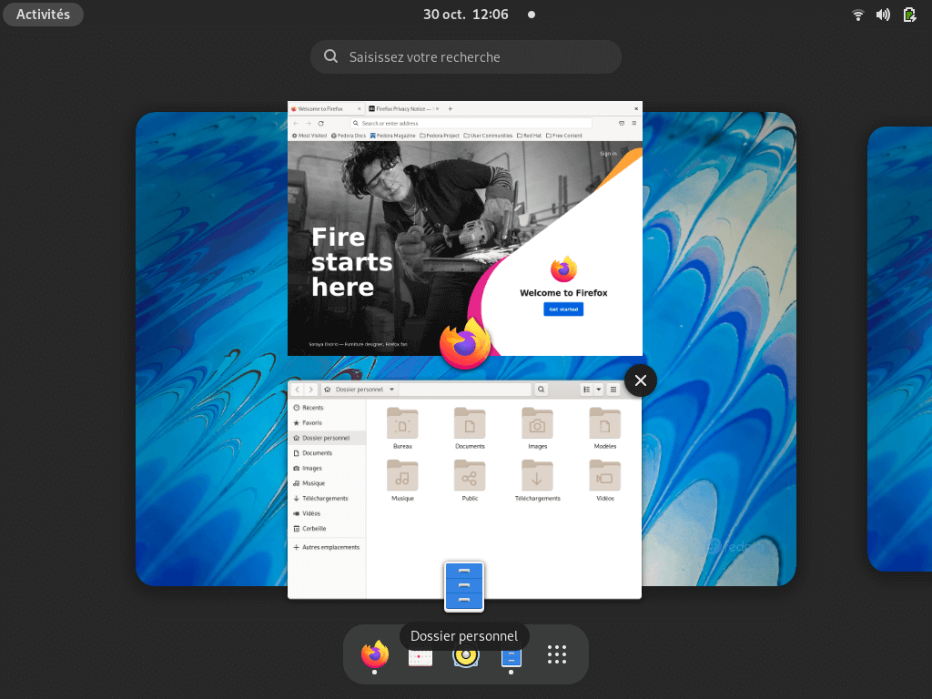Fedora 35 - GNOME - Vue globale