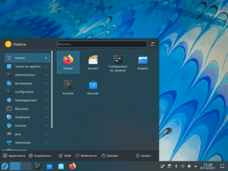 Fedora 35 - KDE Plasma - Menu