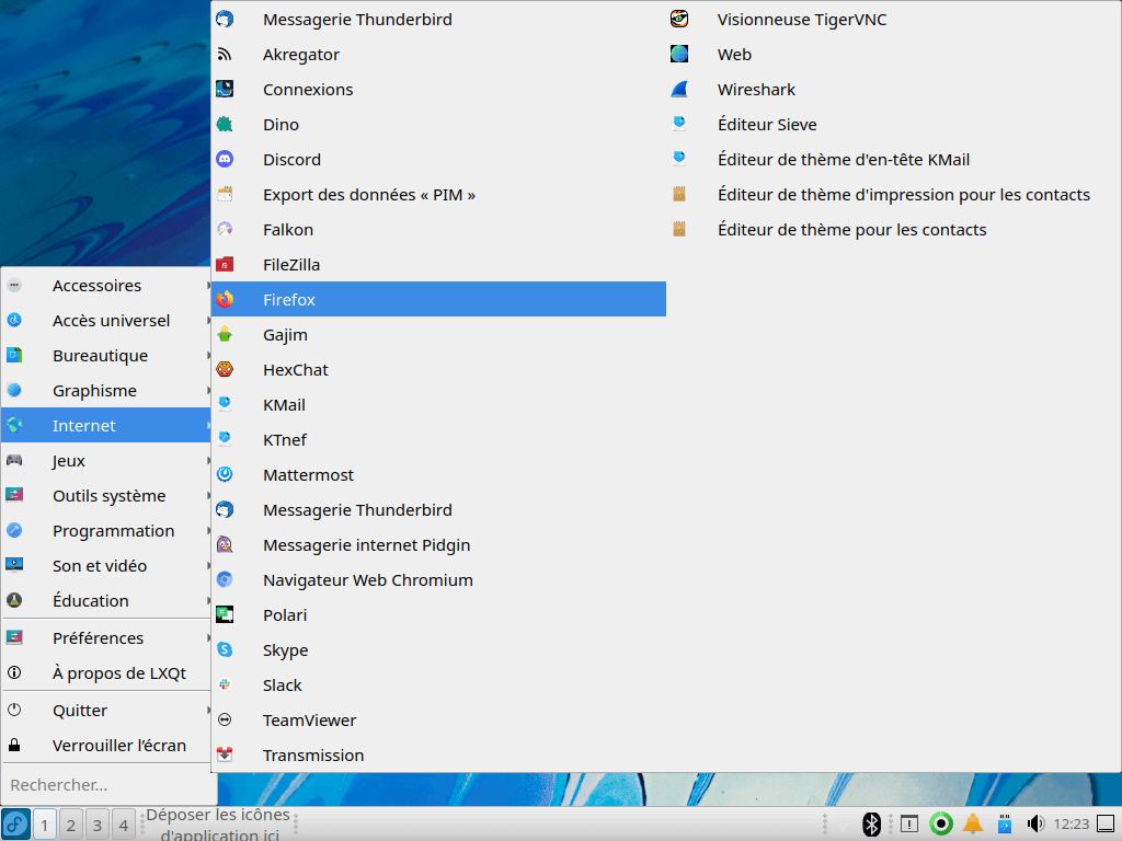 Fedora 35 - LXQt - Menu