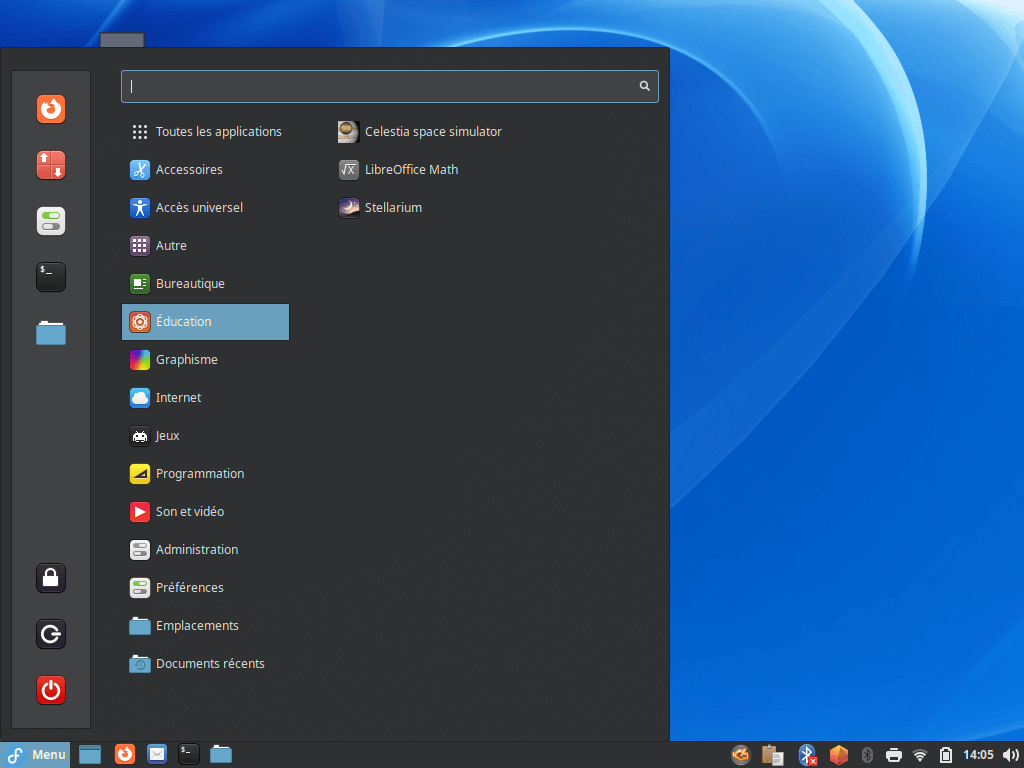 Fedora 37 - Cinnamon - Menu