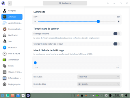 Fedora 37 - Deepin - Centre de contrôle