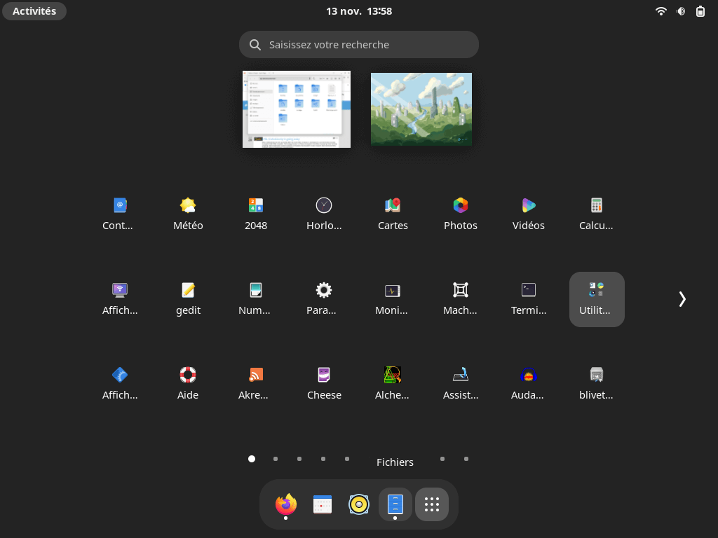 Fedora 37 - GNOME - Liste applications