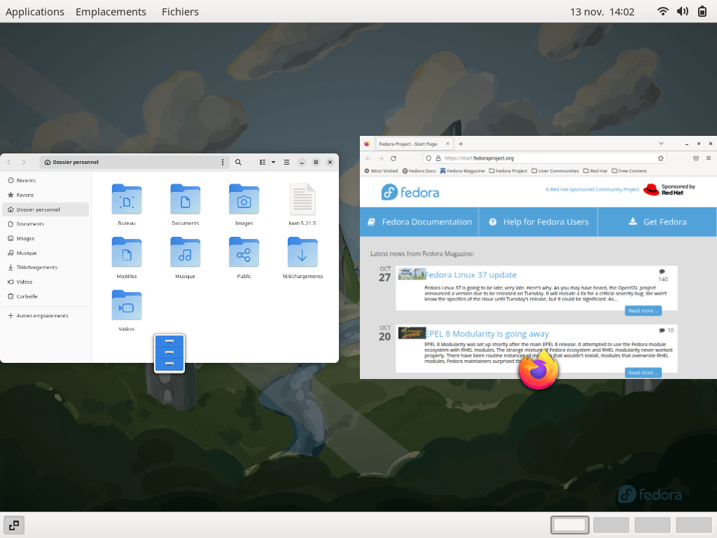 Fedora 37 - GNOME classique - Overview
