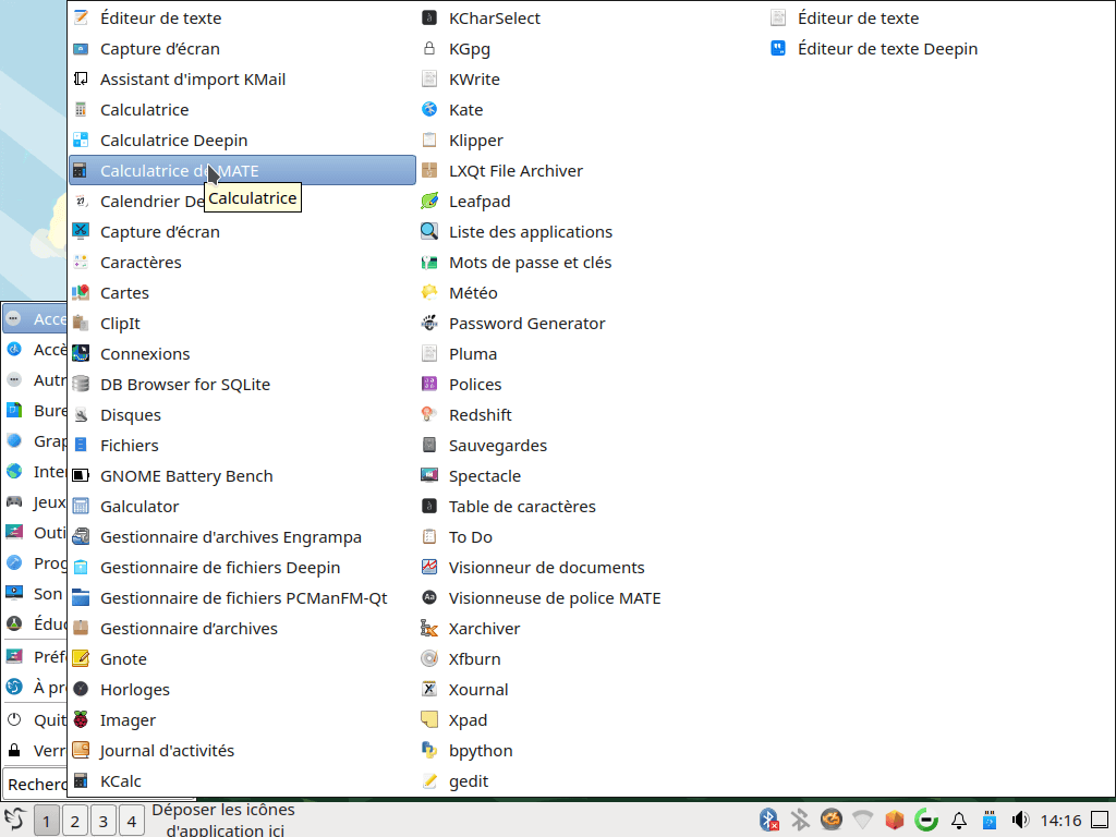 Fedora 37 - LXQt - Menu