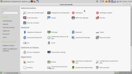 Fedora 37 - MATE - Centre de contrôle