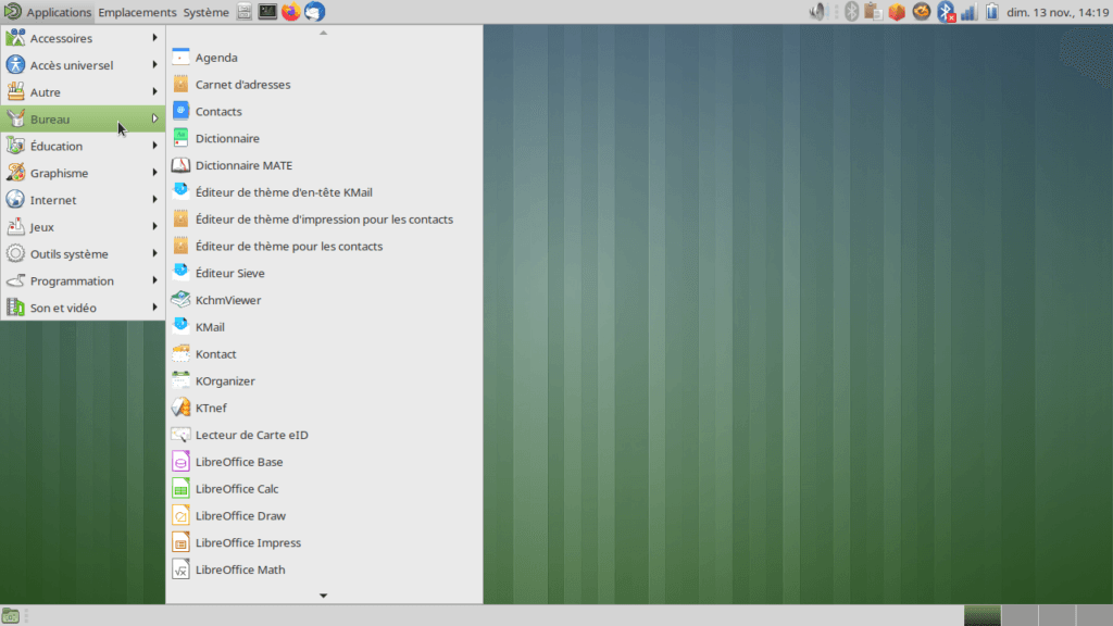 Fedora 37 - MATE - Menu