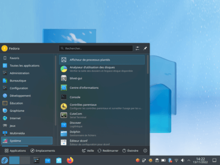 Fedora 37 - Plasma - Menu