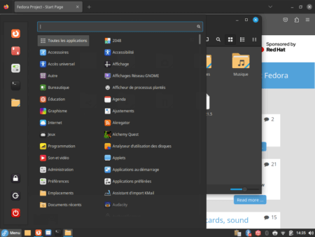Fedora 38 Cinnamon - Menu