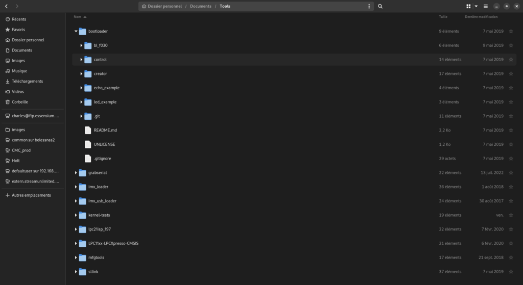 Fedora 38 GNOME - Dossiers dépliants