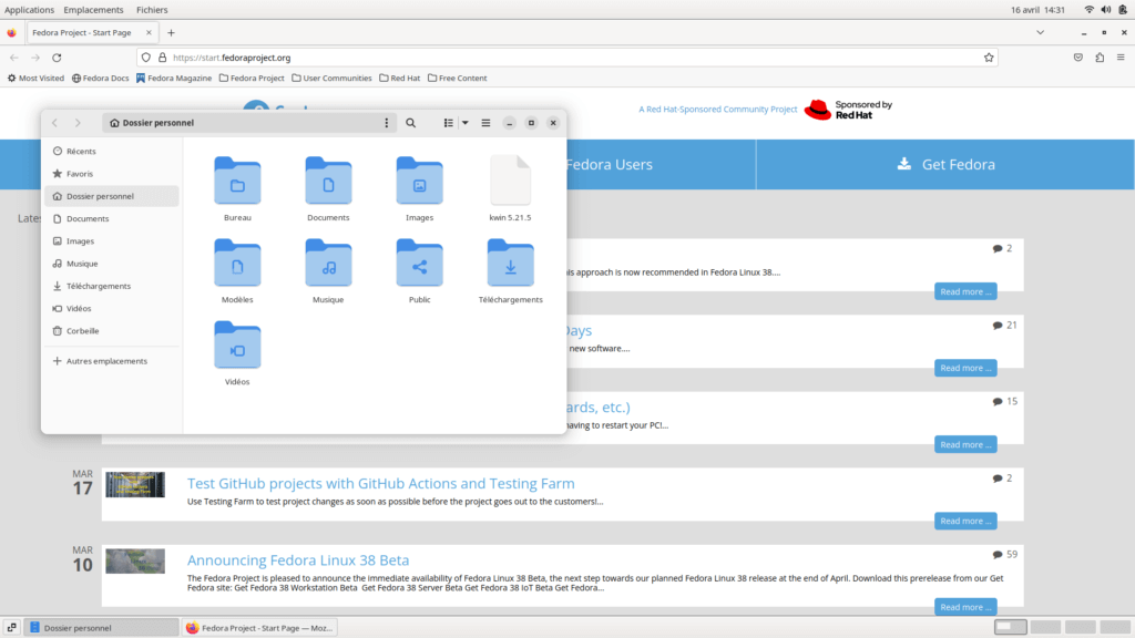 Fedora 38 GNOME classique - Applications